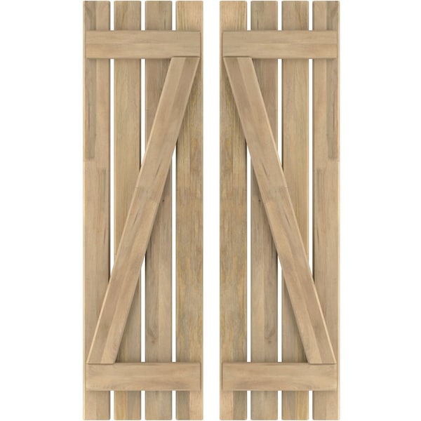 Ekena Millwork Americraft 4-Board (2 Batten) Wood Spaced Board-n-Batten Shutters w/ Z-Bar, ARW102SB415X77UNH, PR ARW102SB415X77UNH - main